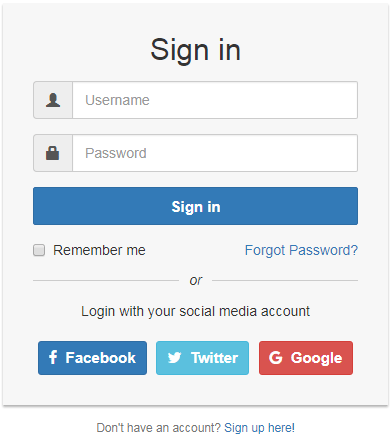 Bootstrap Sign in Form with Facebook and Twitter Button