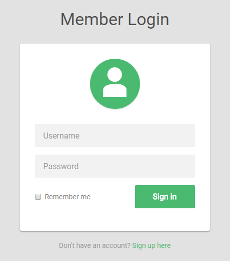 Bootstrap Green Colored Sign in Form with Avatar Icon