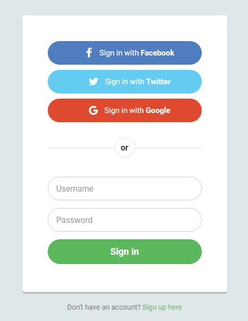 Bootstrap Login Form with Rounded Social Buttons