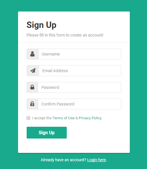 Bootstrap Sign up Form with Icons