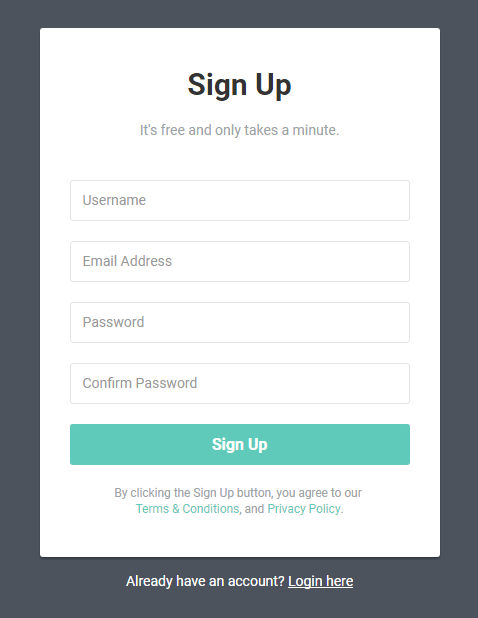 Bootstrap Quick Sign up Form