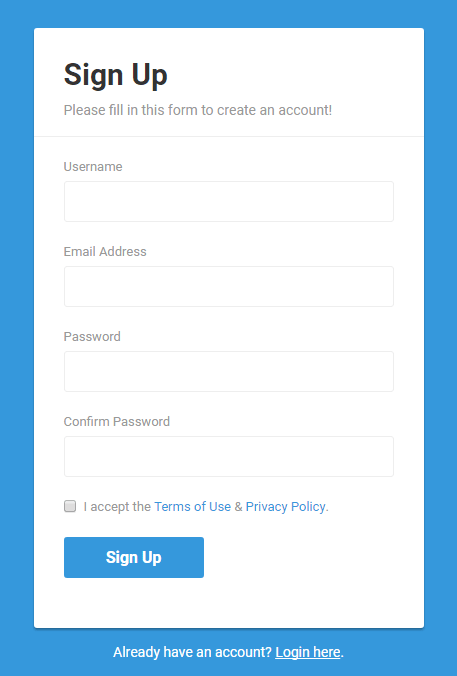 Bootstrap Classic Sign up Form